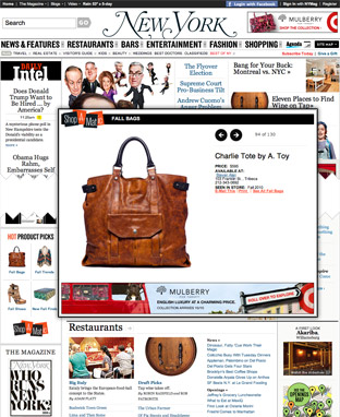 NYMag.com, Fashion homepage, and Shop-a-matic